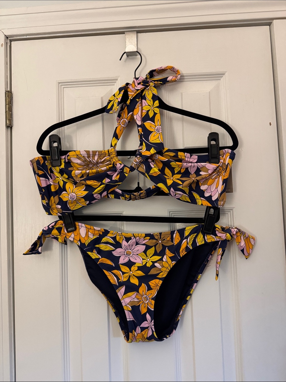 NWT J. Crew Bow halter-tie top & hipster bow-tie bikini bottom in dusk floral - Picture 6 of 9